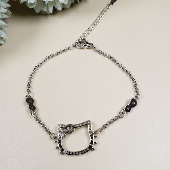 Brand New Hello Kitty Rhinestone Silver Bracelet #2 - Picture 3 of 7